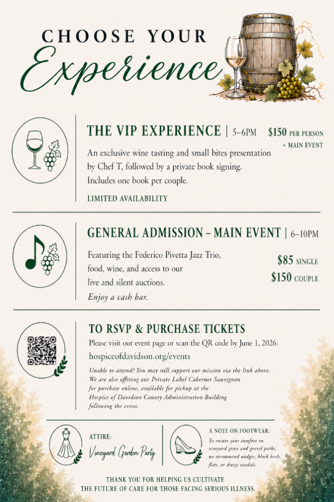Back of event invitation with pricing and attire information.