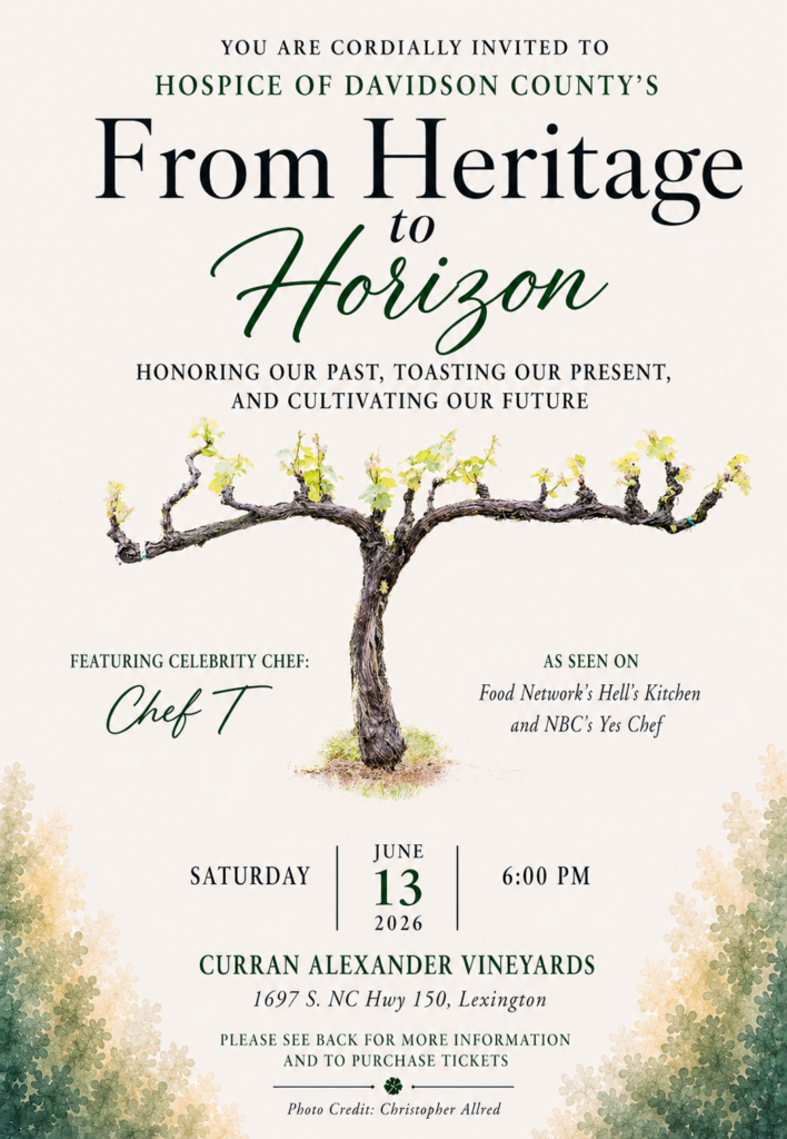 Event Invitation with a wine vine and details.